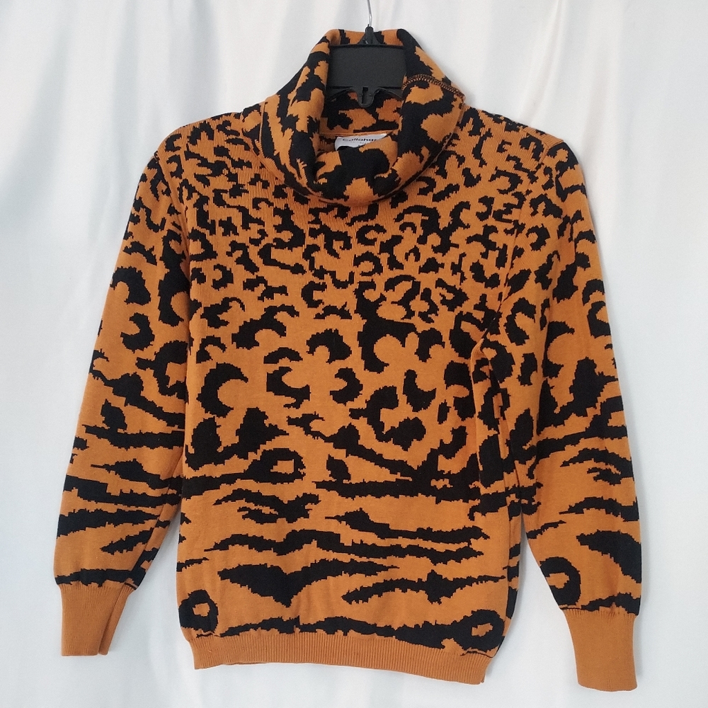 Callahan Knitwear Black/Gold Cowl Neck Fall Sweater